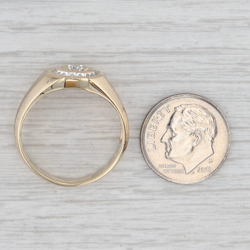 Light Gray Diamond Halo Ring 14k Yellow Gold Size 9.5