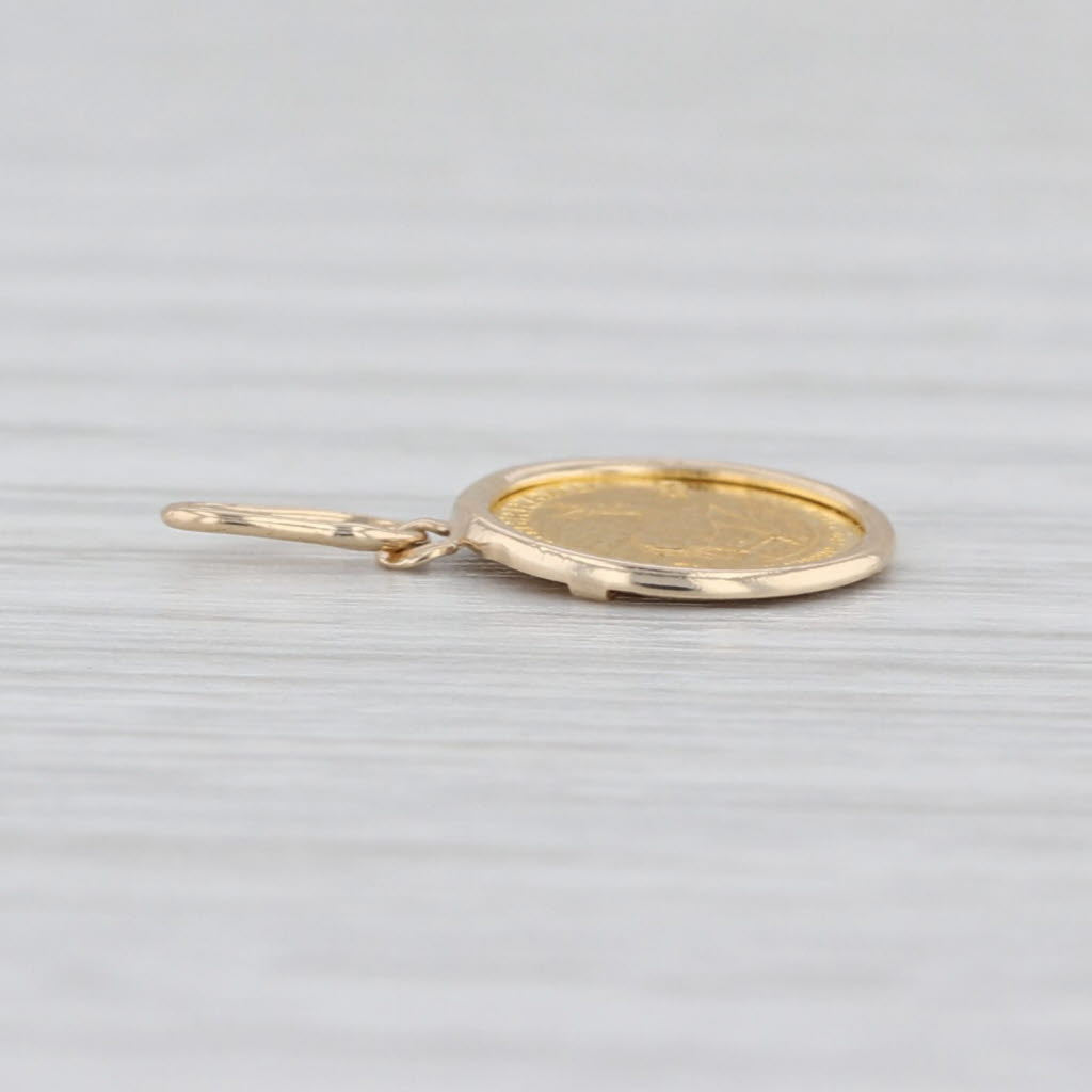 Small South African 1980 Krugerrand Coin Copy Charm 24k 14k Gold Pendant