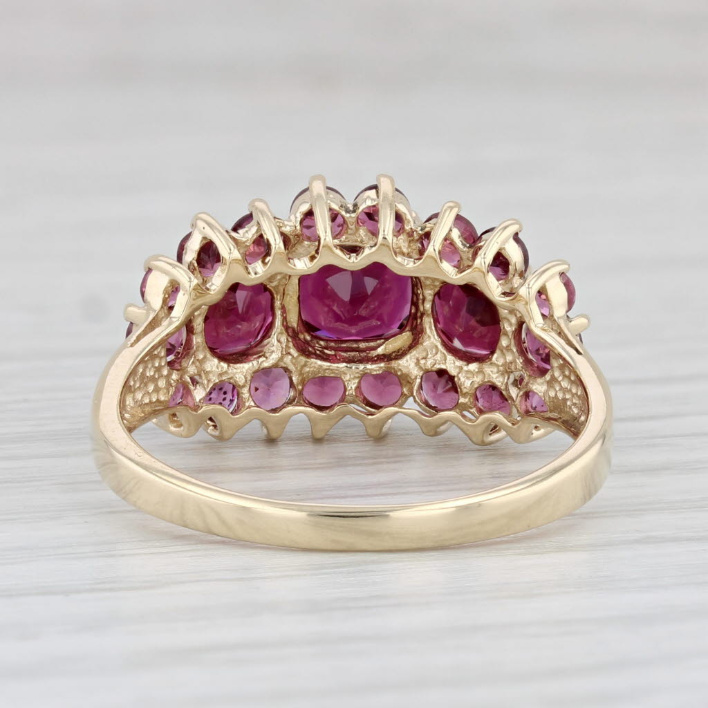 Light Gray 4.09ctw Garnet Ring 10k Yellow Gold Size 9.25 3-Stone Halo