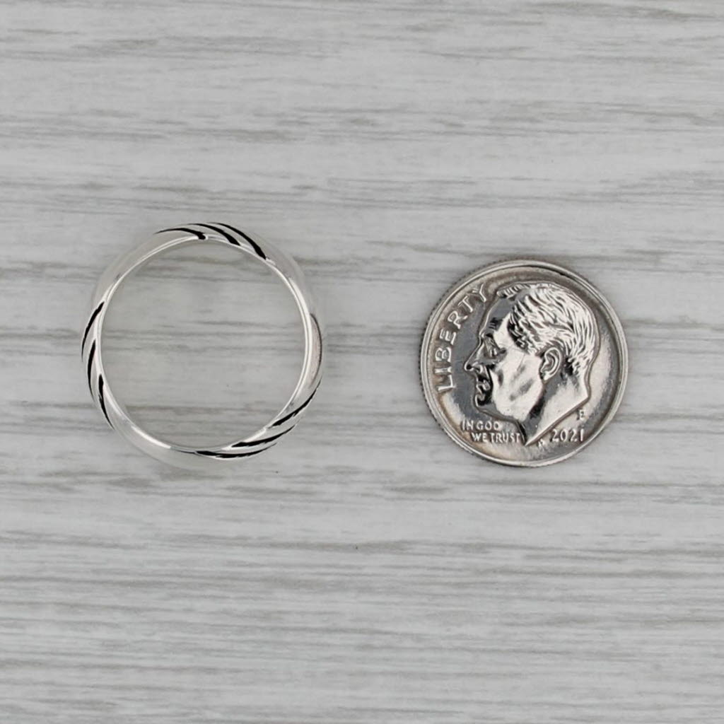 Line Etched Silver Band Sterling Silver Size 6 Ring 8mm Mexico