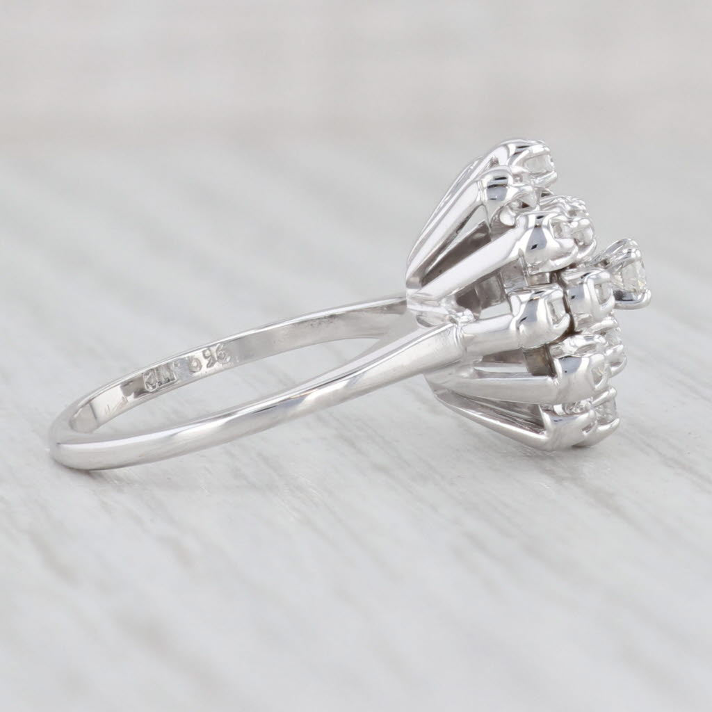 Light Gray 0.39ctw Diamond Cluster Ring 14k White Gold Size 5.5 Engagement