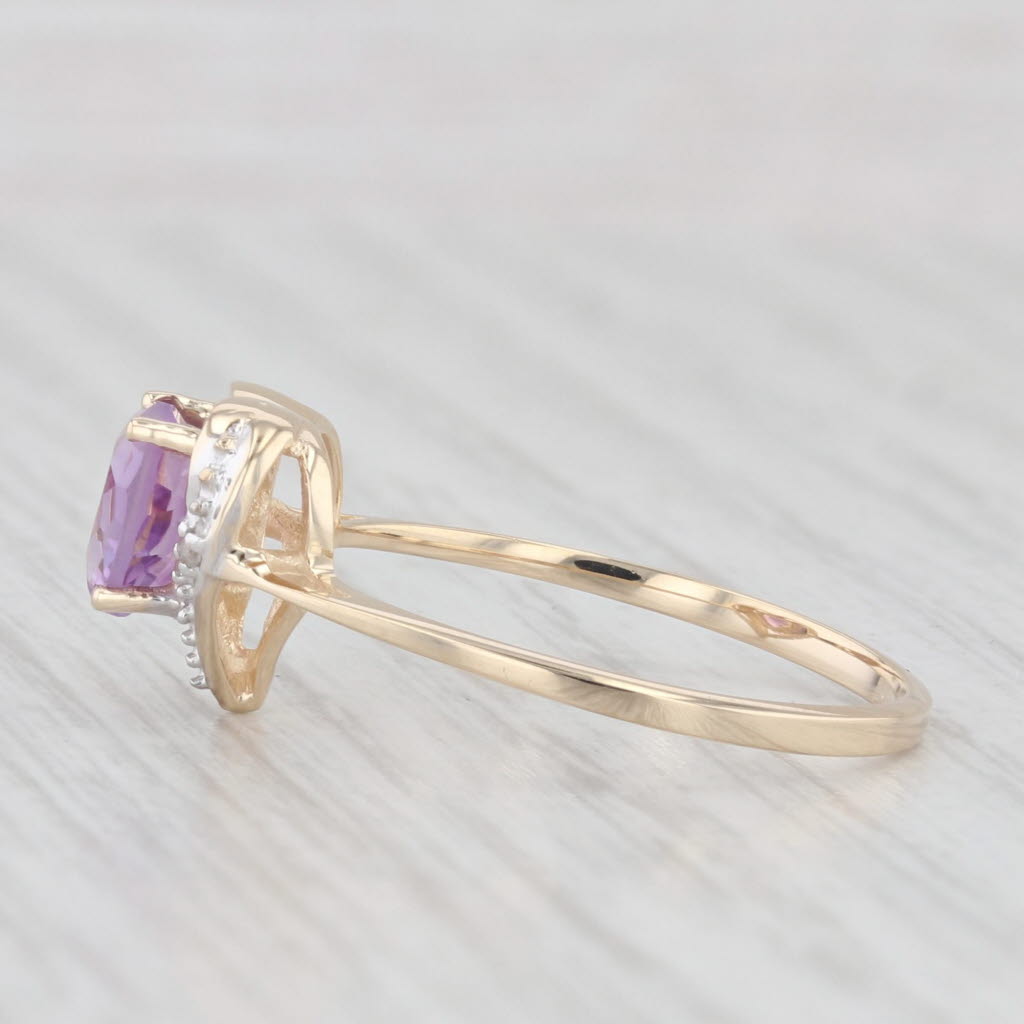 Light Gray 0.70ct Amethyst Heart Solitaire Ring 10k Yellow Gold Size 7.25