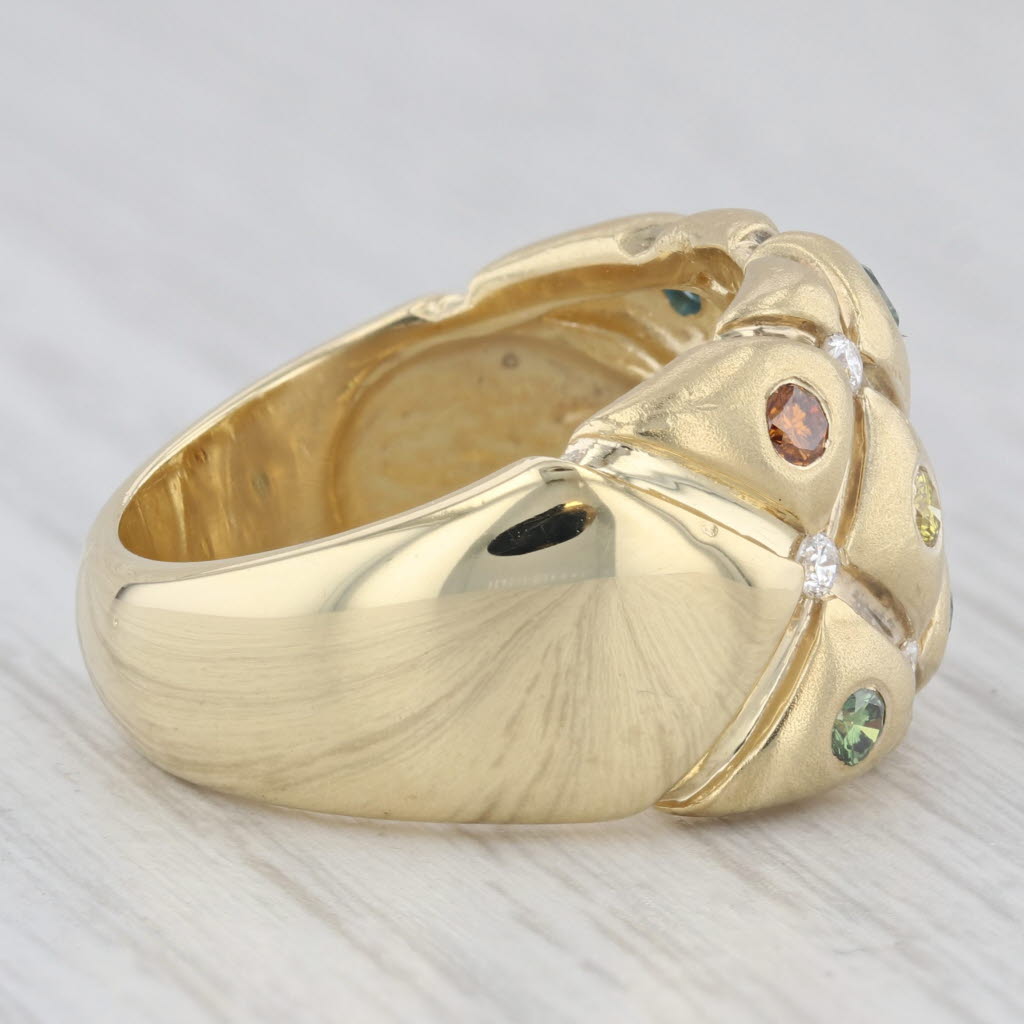 Light Gray 0.47ctw Multicolor Diamond Crosshatch Ring 18k Yellow Gold Size 7.25