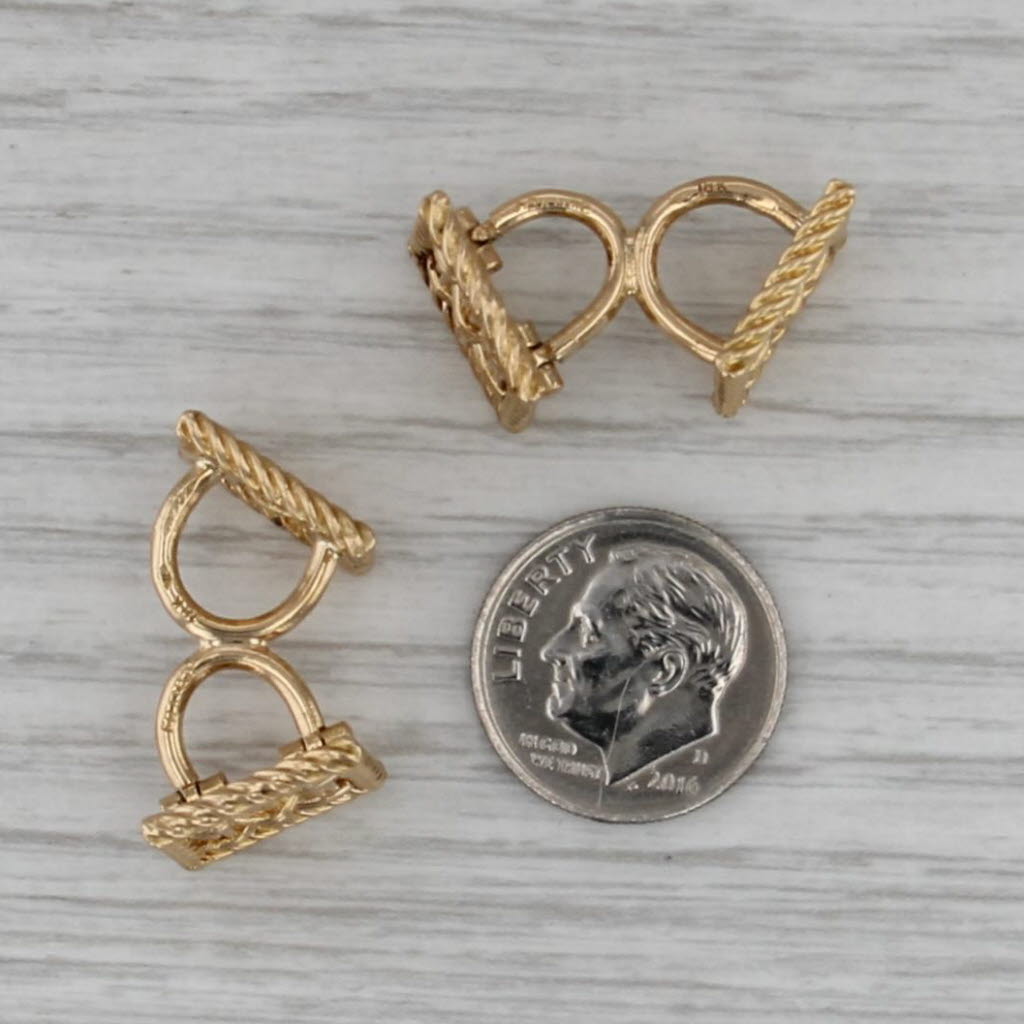 French Crosshatch Woven Cufflinks 18k Yellow Gold Gaston Potiez Antique