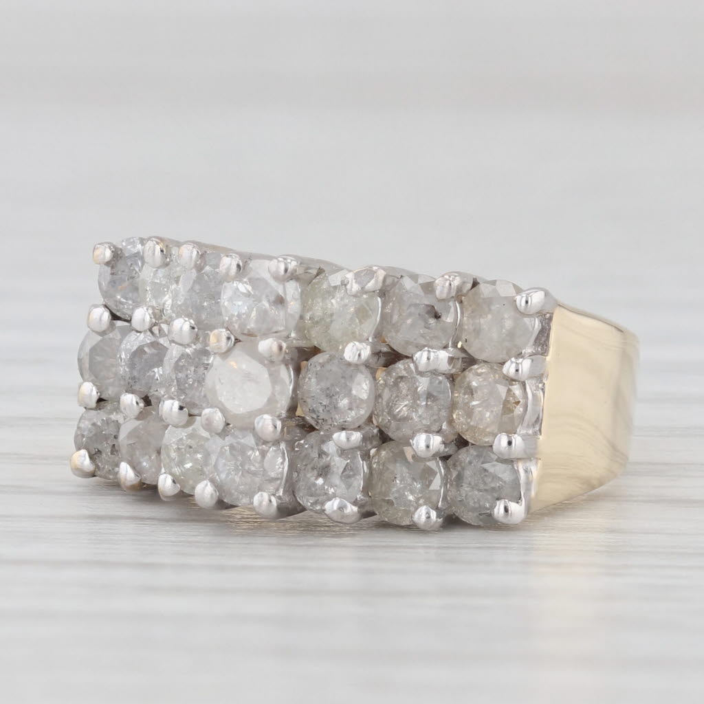 Light Gray 2ctw Diamond Cluster Tiered Ring 10k Yellow Gold Size 5 Cocktail