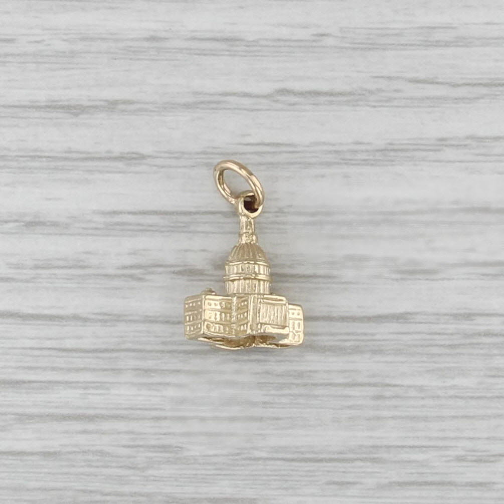 Washington DC Capitol Building Charm 14k Yellow Gold Pendant