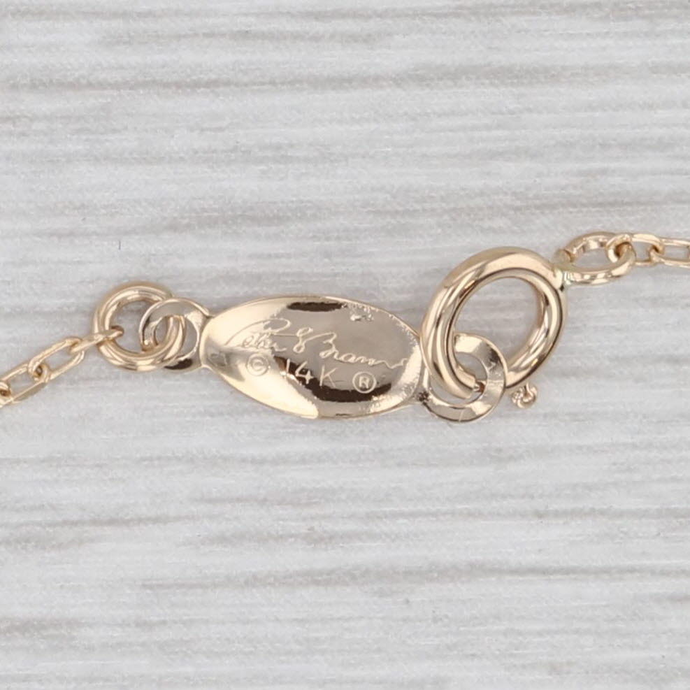 Light Gray Cultured Pearl Bead Station Necklace 14k Yellow Gold 17" Cable Chain
