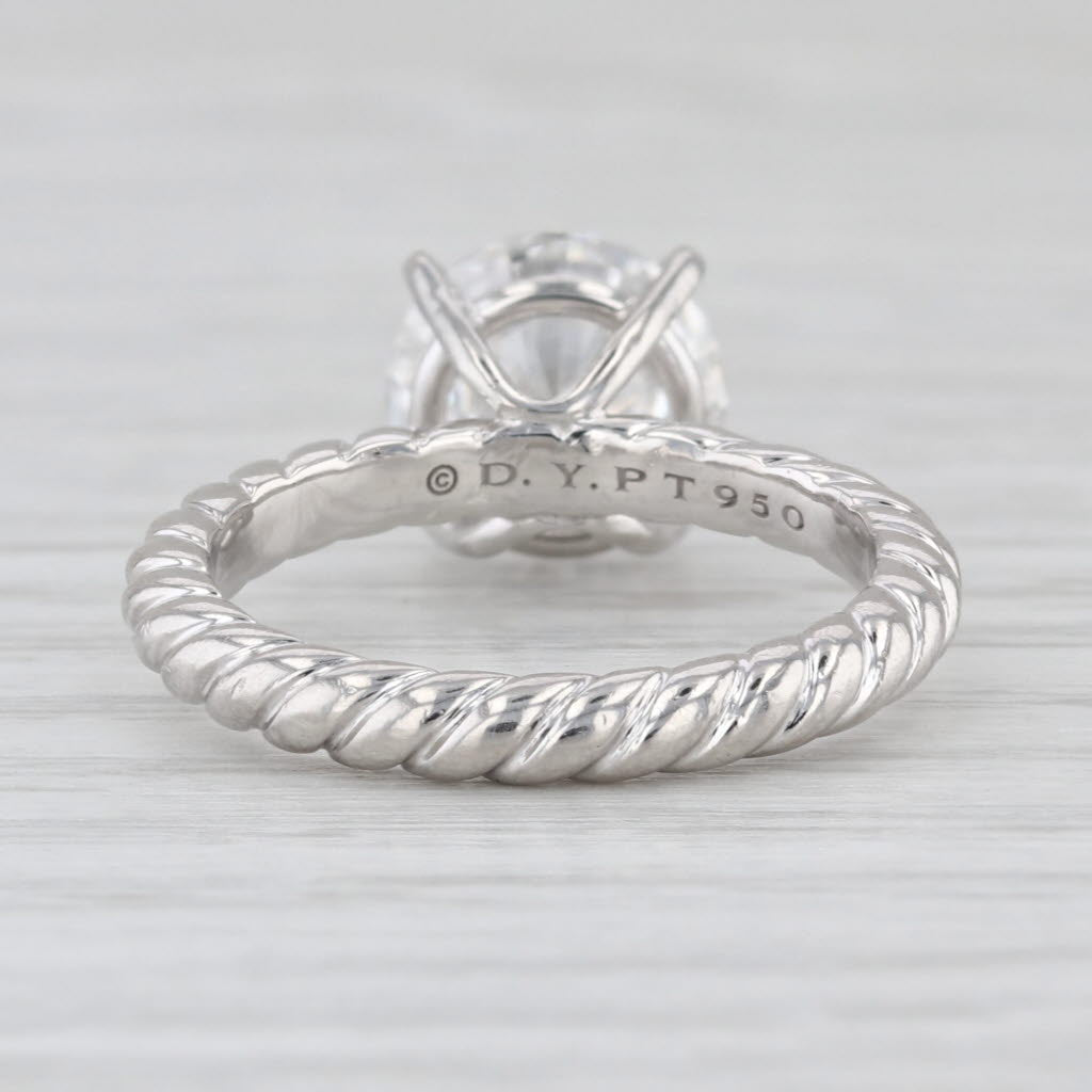 David Yurman 3.02ct Round Diamond SI1 E Ring w/ Box GIA Platinum Size 6.5