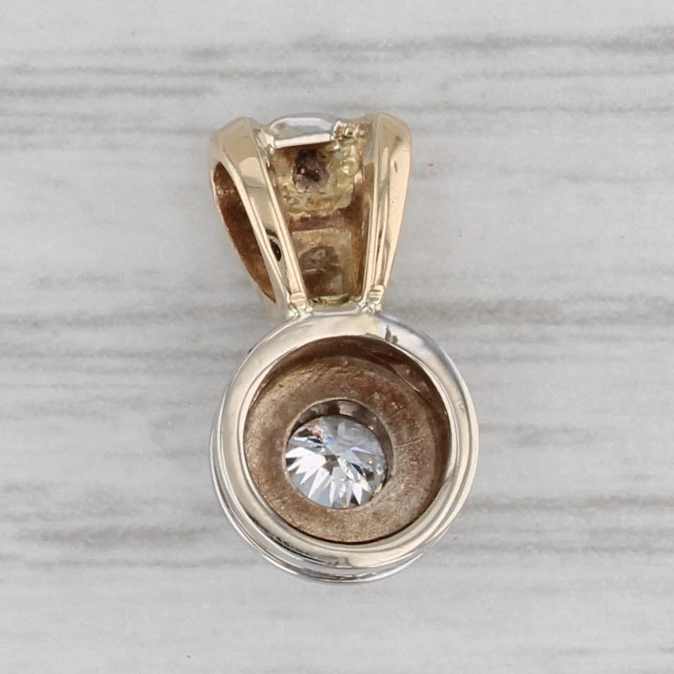 Gray 0.25ct Diamond Solitaire Pendant 14k Yellow White Gold Small 2-Toned Drop
