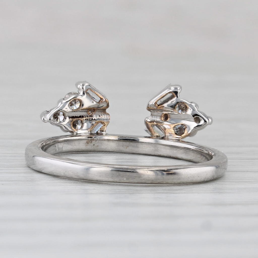 Gray 0.44ctw Diamond Cluster Ring Guard Jacket 14k White Gold Wedding Band Bridal