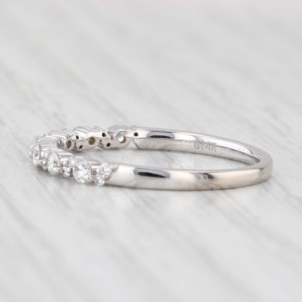 Light Gray New 0.25ctw Diamond Wedding Band 14k White Gold Stackable Anniversary Ring 6.5