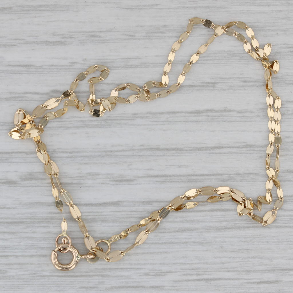 Gray New Marquise Link Chain Necklace 14k Yellow Gold 18" 1.7mm
