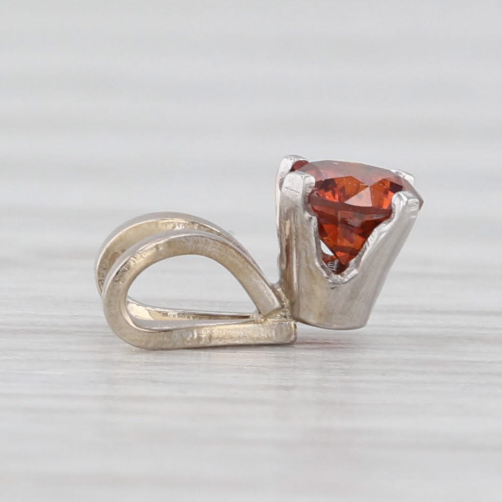Light Gray 0.17ct Red Diamond Solitaire Pendant 14k White Gold Small Drop