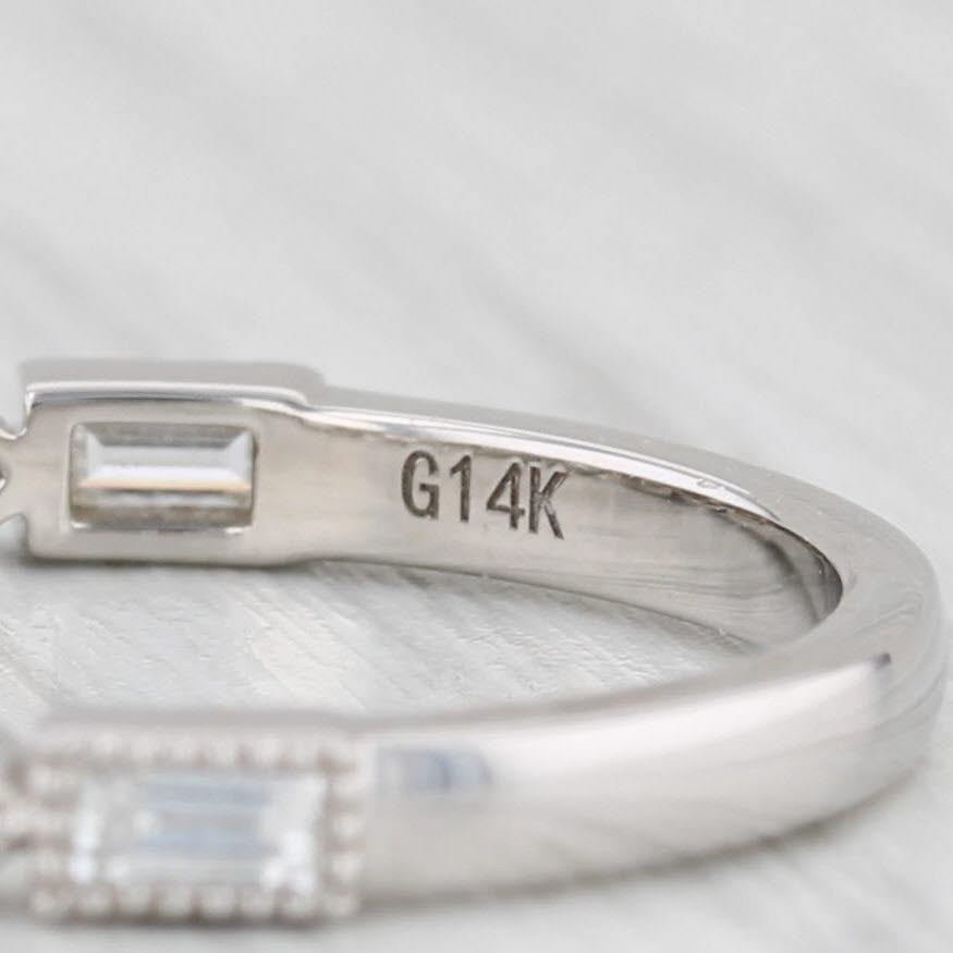 Light Gray New 0.37ctw Diamond Ring 14k White Gold Size 6.5 Stackable Wedding Band