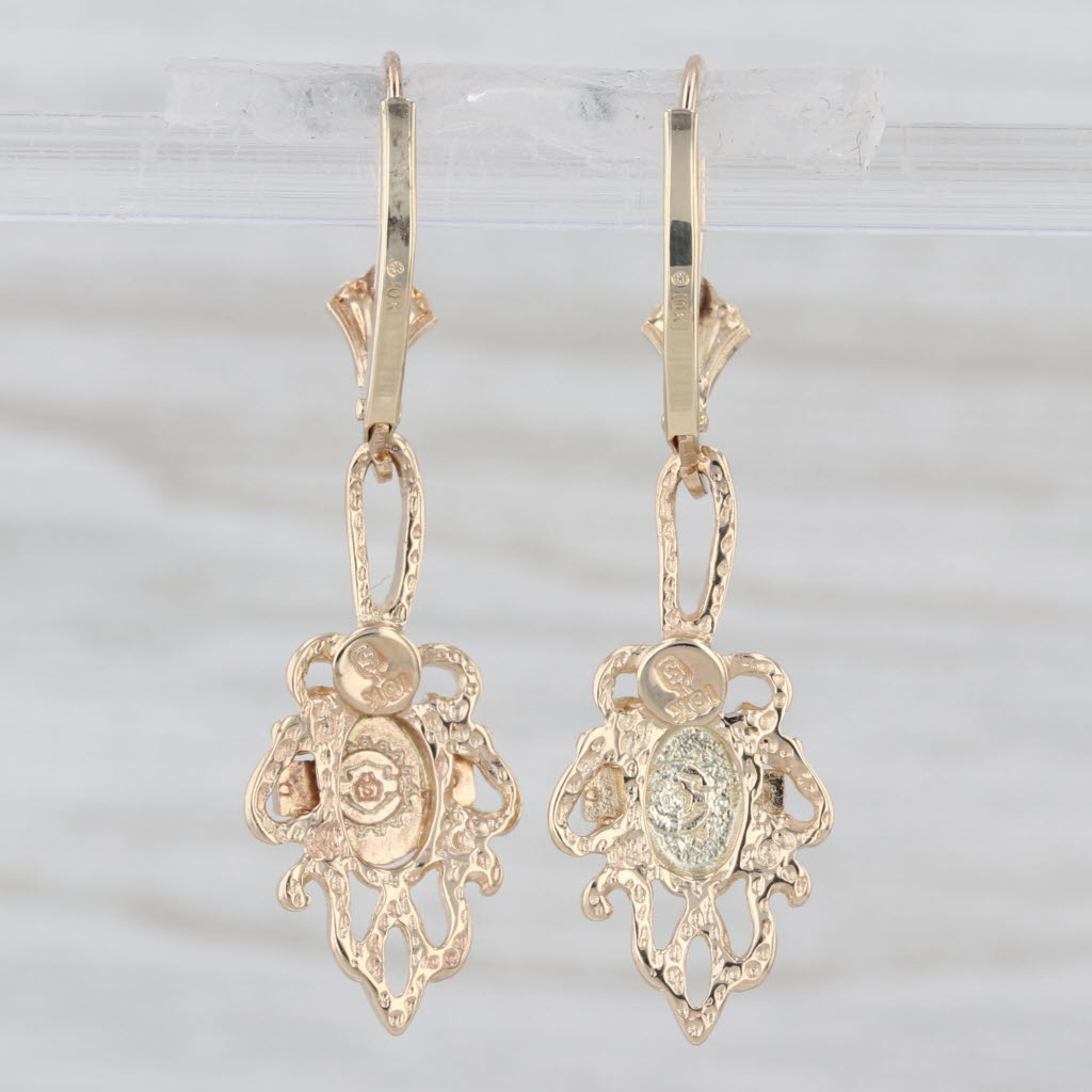Harley Davidson Motorcycles Dangle Earrings 10k Gold Stamper Pierced Drops