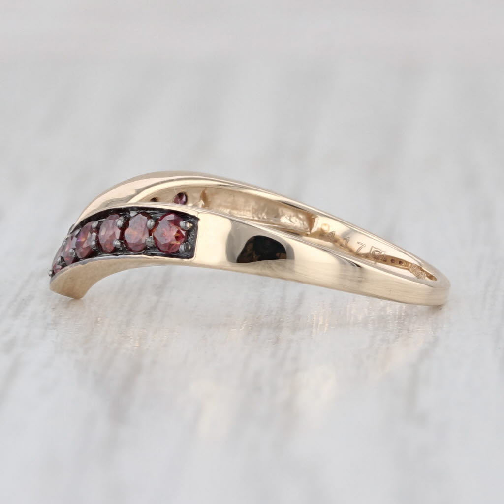 0.38ctw Purple Diamond Contoured Ring 10k Gold Size 6 Stackable Guard COA