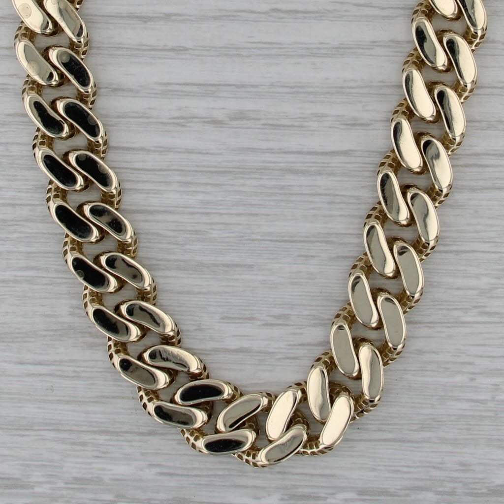 Classic Monaco Curb Cuban Chain Necklace 10k Yellow Gold 19.5" 13mm