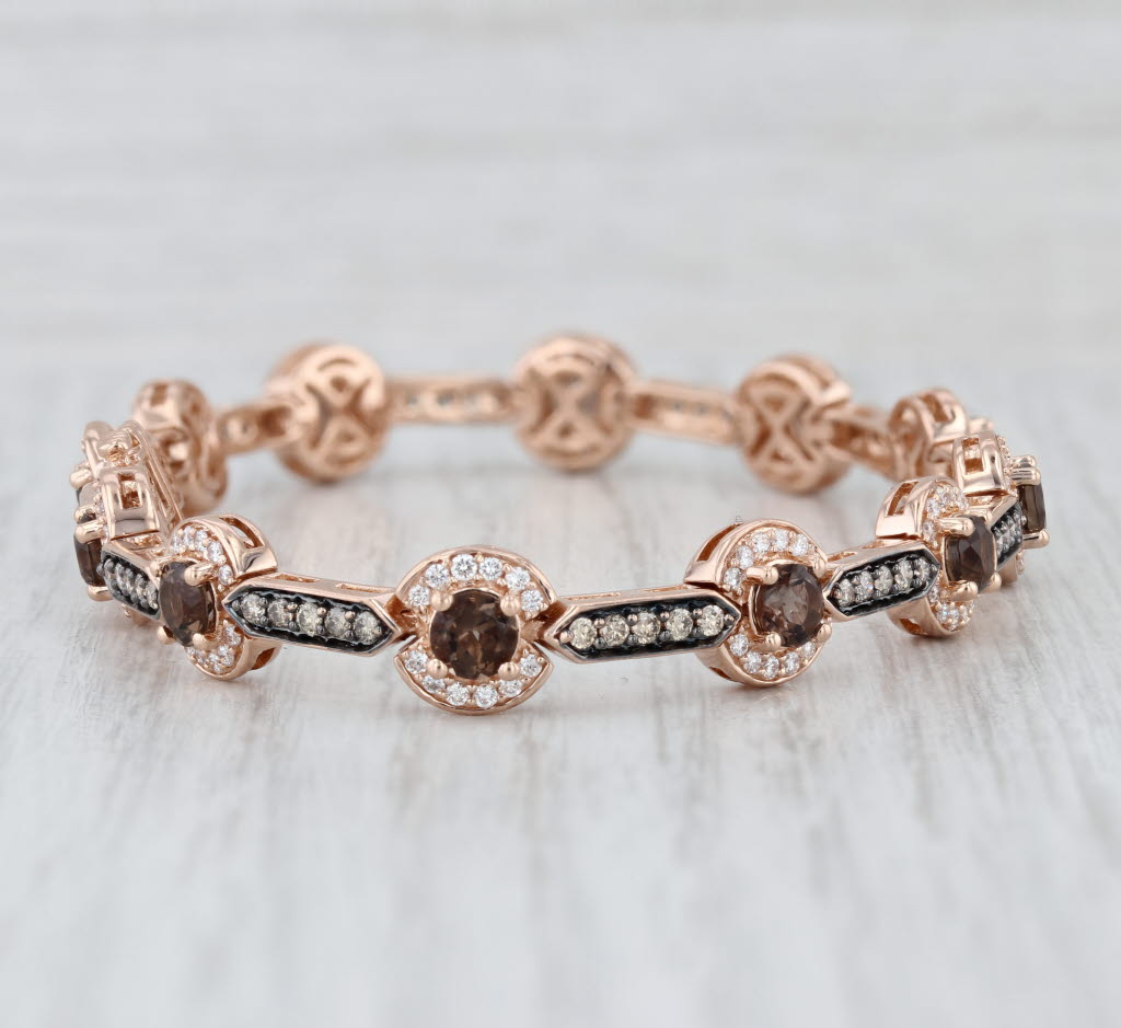 Le Vian 4.07ctw Champagne Diamond Quartz Links Bracelet 14k Rose Gold 6.75" 8mm