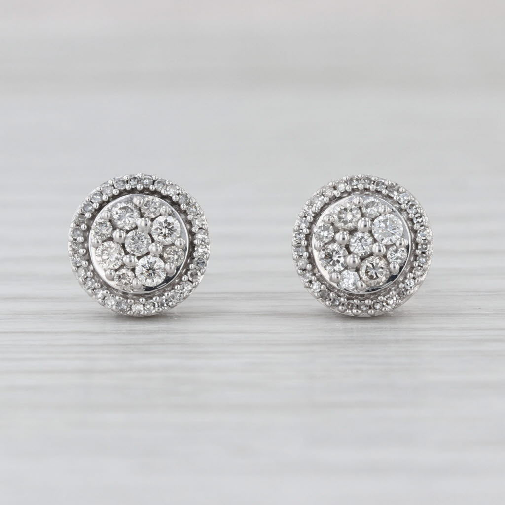 0.42ctw Diamond Cluster Halo Stud Earrings 10k White Gold Studs