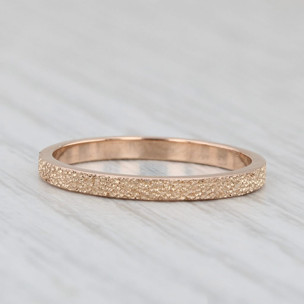 Light Gray Brushed Rose Gold Ring 14k Wedding Stackable Band Size 6