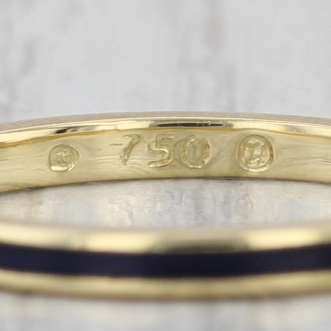 Hidalgo Purple Enamel Ring 18k Yellow Gold Stackable Band Size 6.5