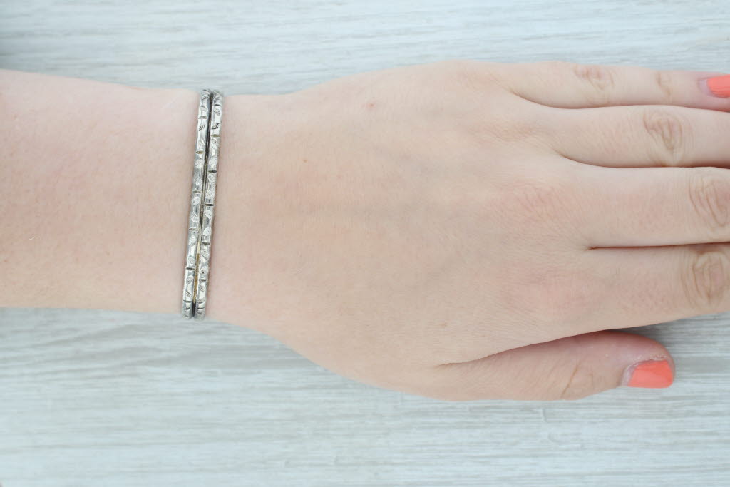 Gray Vintage Native American Stamped Cuff Bracelet Sterling Silver Signed 6.25" 6.6mm