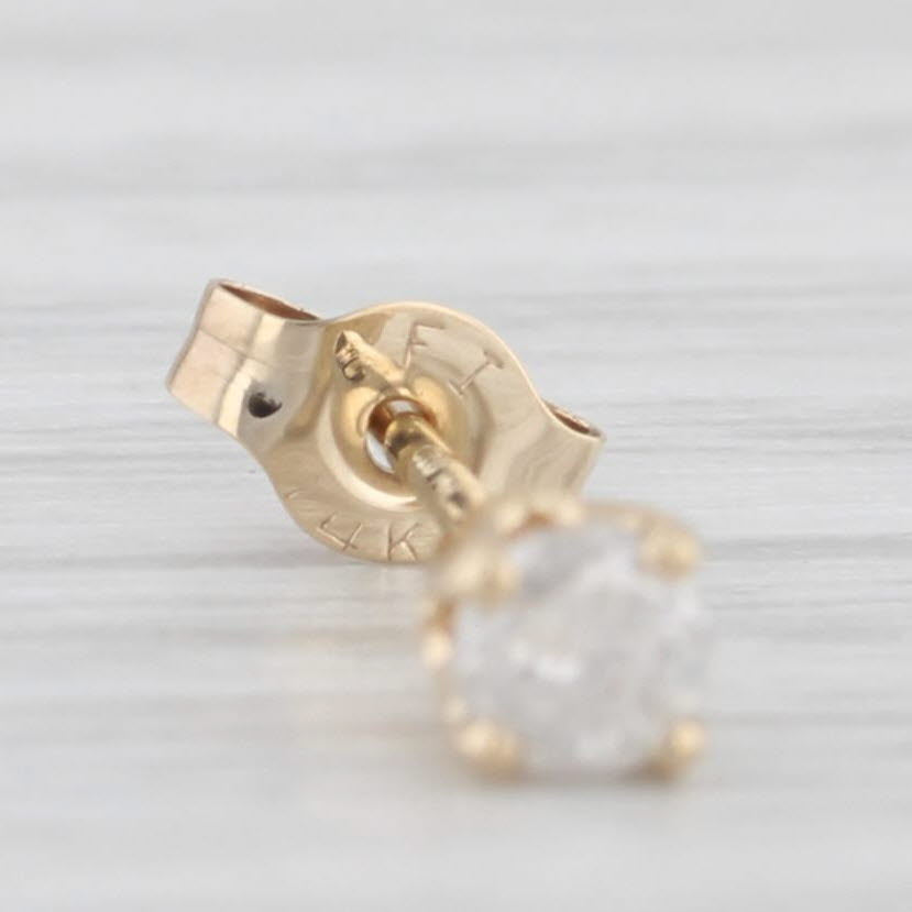 Light Gray Single Round 0.10ct Diamond Solitaire Stud Earring 10k Yellow Gold Pierced Stud