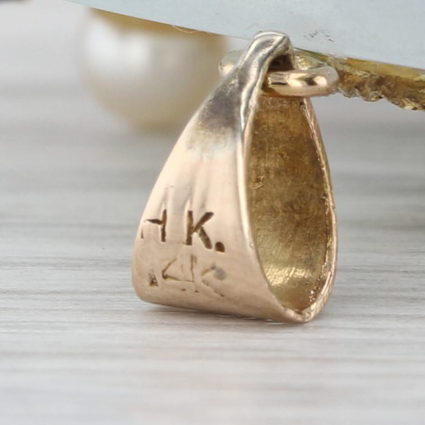 Jadeite Jade Gemstone Tree Pendant 14k Yellow Gold Cultured Pearl Statement