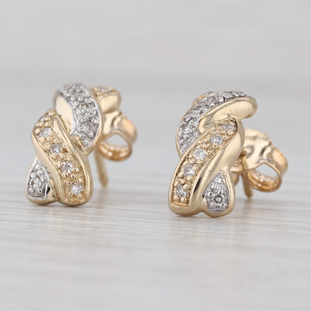 Light Gray 0.10ctw Diamond Woven Drop Stud Earrings 14k Yellow Gold