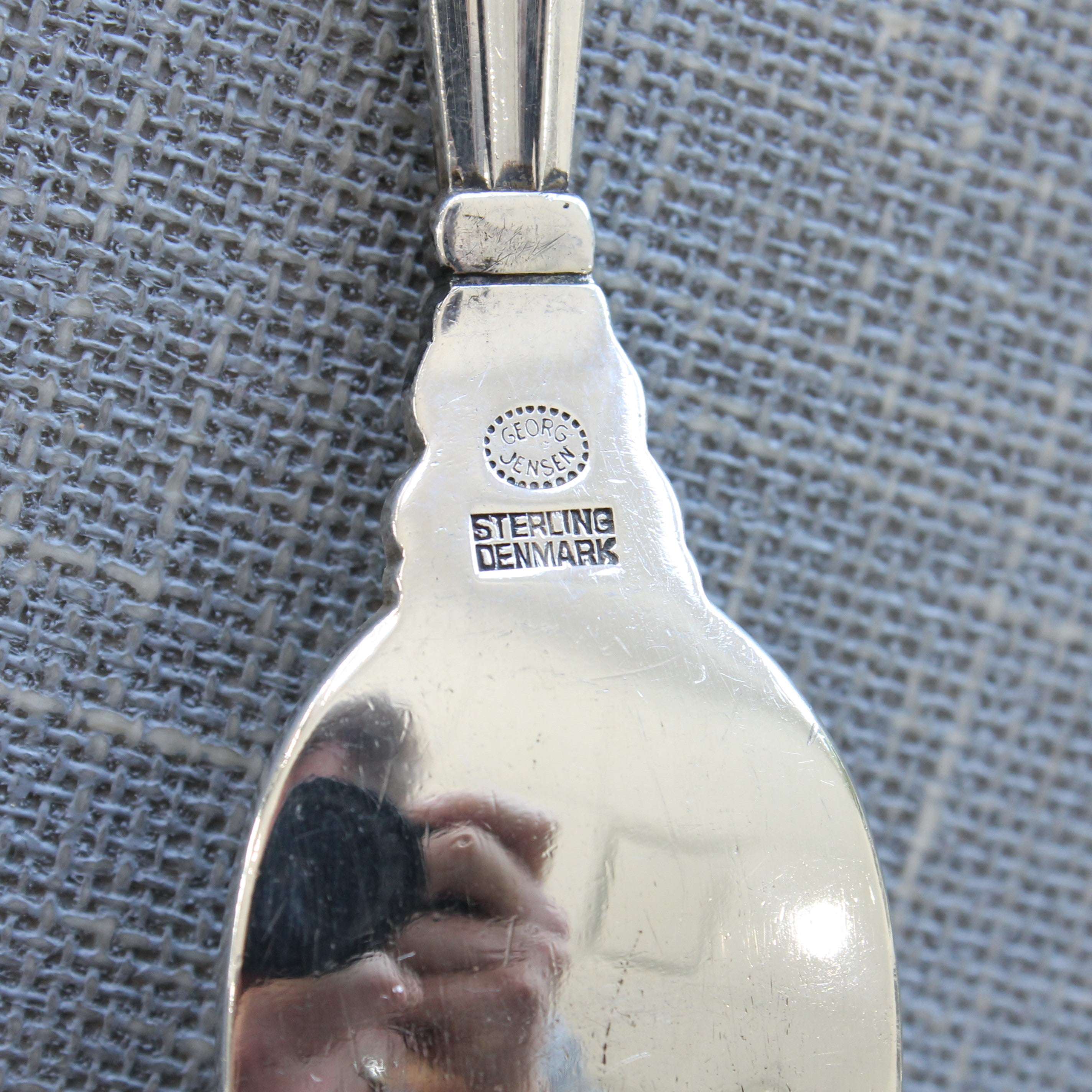 Slate Gray Georg Jensen Acorn Sterling Silver Flatware Set 10pc Service of 8 Danish Cutlery