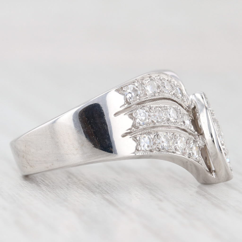 Light Gray 0.90ctw Diamond 3-Band Marquise Setting Ring 14k White Gold Size 8