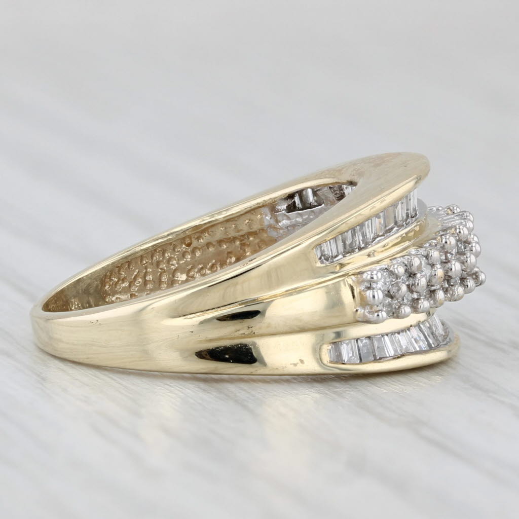 Light Gray 0.64ctw Diamond Cluster Ring 10k Yellow Gold Size 5.5 Anniversary Band