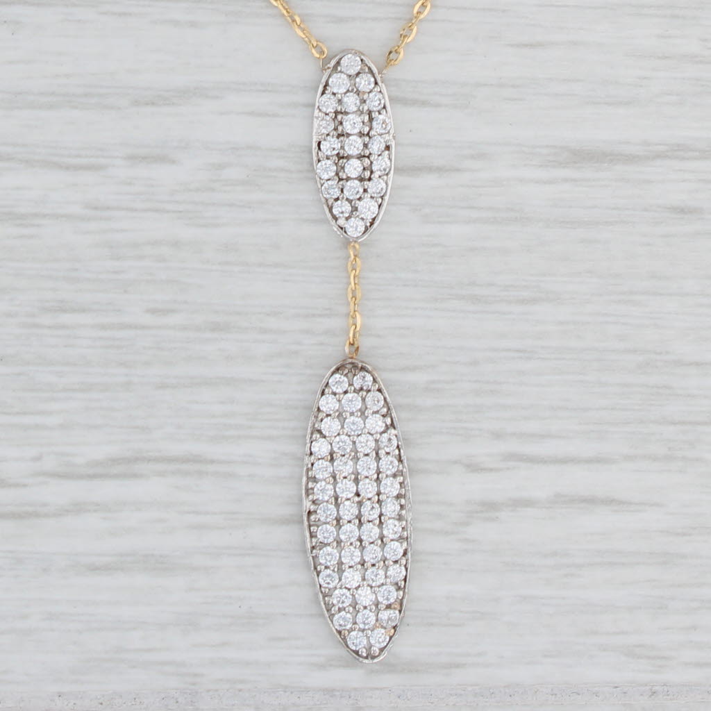 Light Gray 0.95ctw Cubic Zirconia Pendant Necklace 18k White Yellow Gold 16" Cable Chain