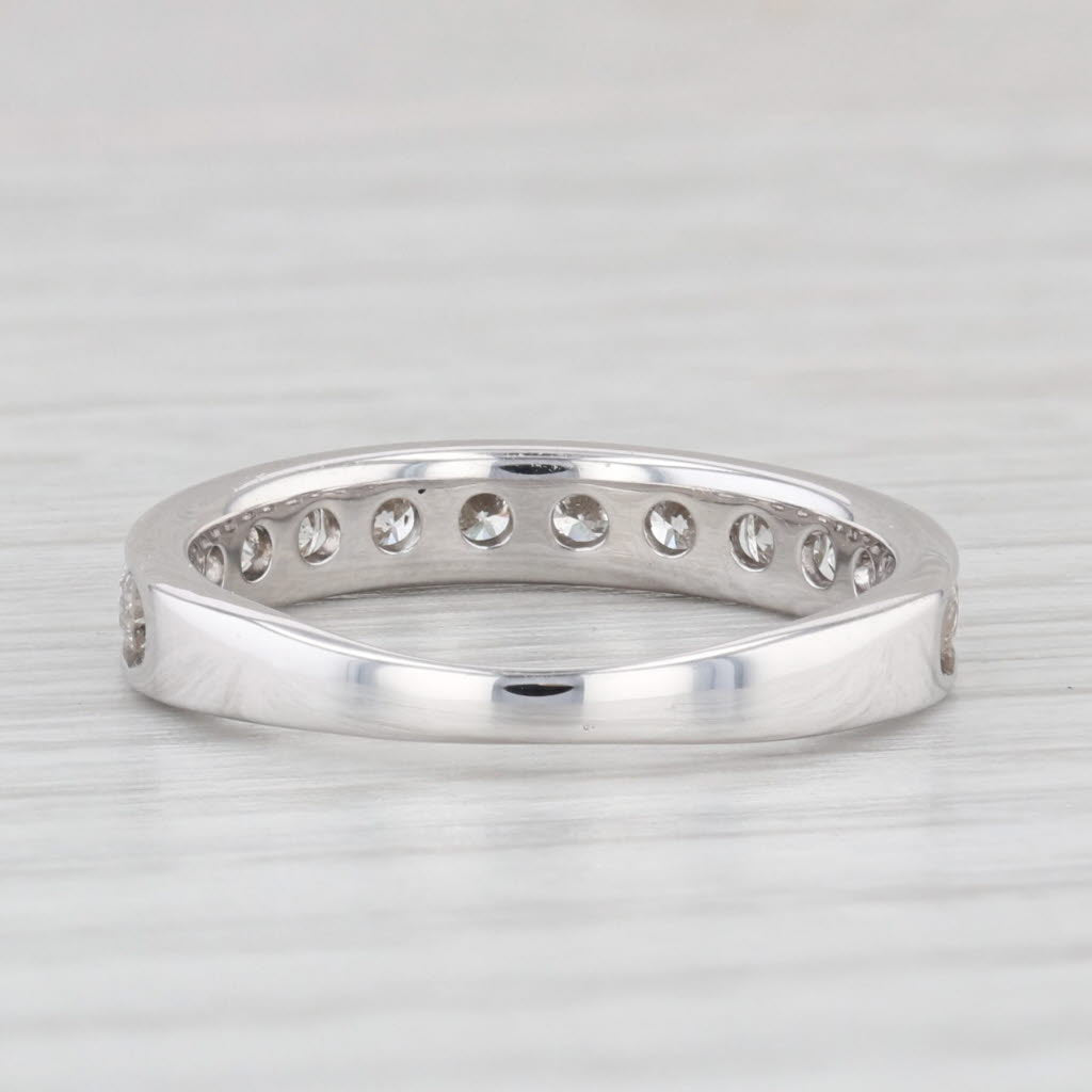 Light Gray 0.70ctw Diamond Wedding Band 14k White Gold Size 6 Stackable Ring