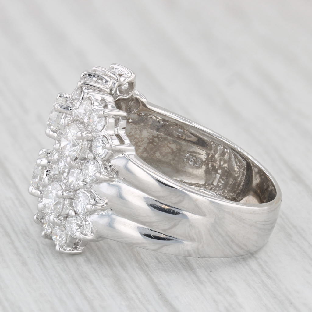 Light Gray 2.55ctw Diamond Cluster Ring 18k White Gold Size 8 Cocktail