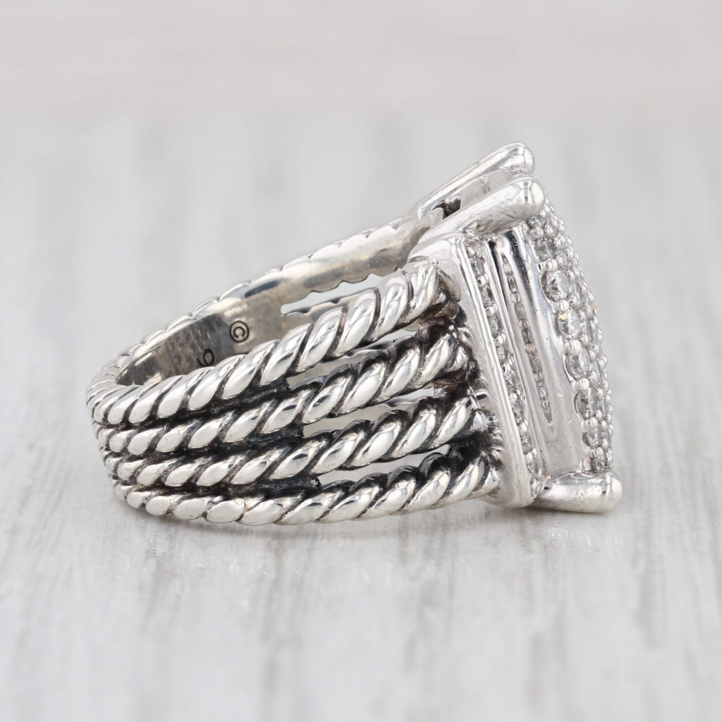 David Yurman Wheaton 0.77ctw Pave Diamond Ring Sterling Silver Size 6