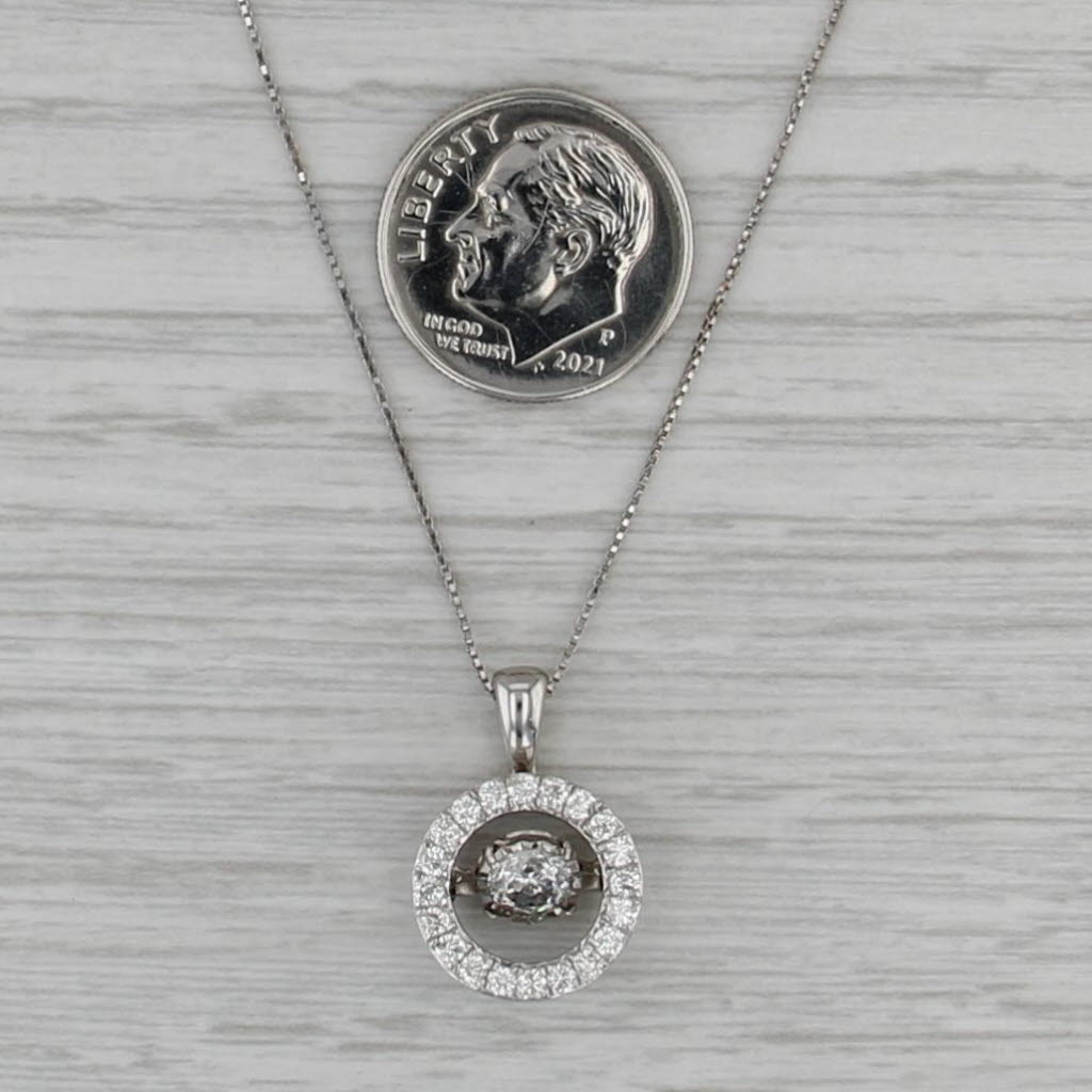 0.83ctw Floating Diamond Halo Pendant Necklace 14k White Gold 18.75" Box Chain