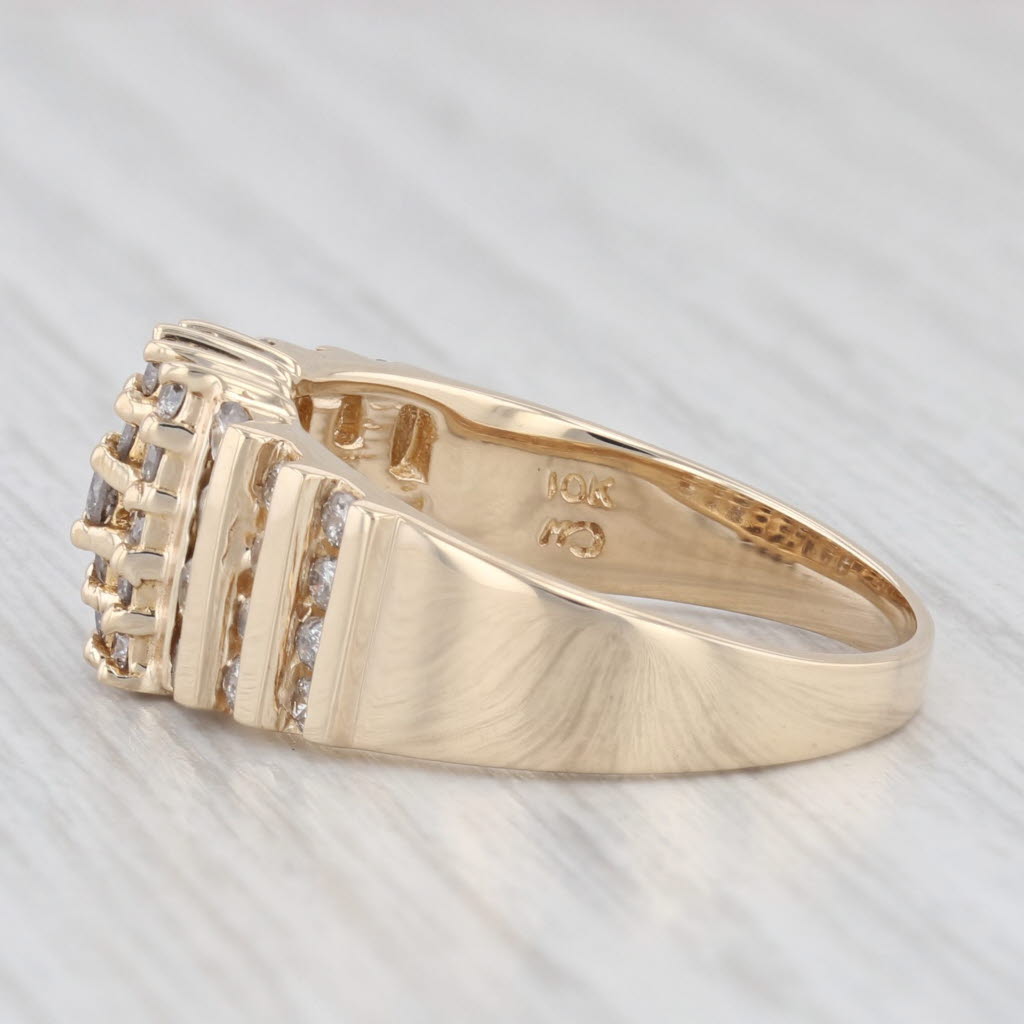 Light Gray 0.78ctw Diamond Cluster Ring 10k Yellow Gold Size 8