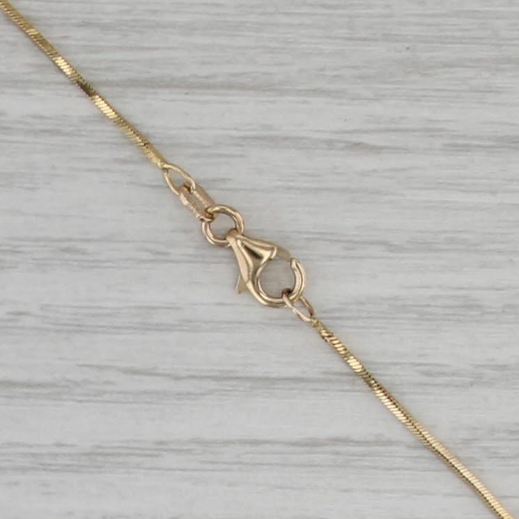 Boxy Snake Chain Lariat Teardrop Necklace 14k Yellow Gold 17.5"
