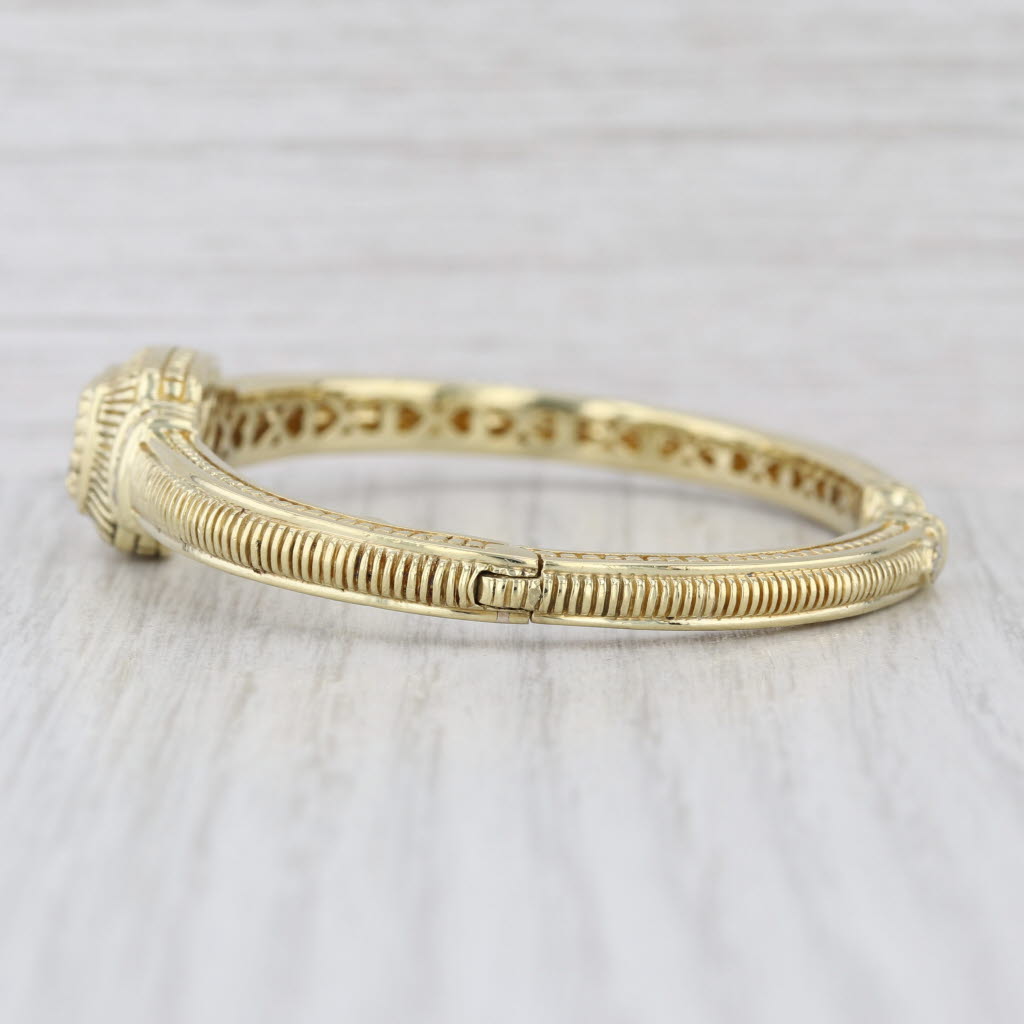 Judith Ripka 0.25ctw Pave Diamond Cuff Bracelet 18k Yellow Gold 6" Hinged