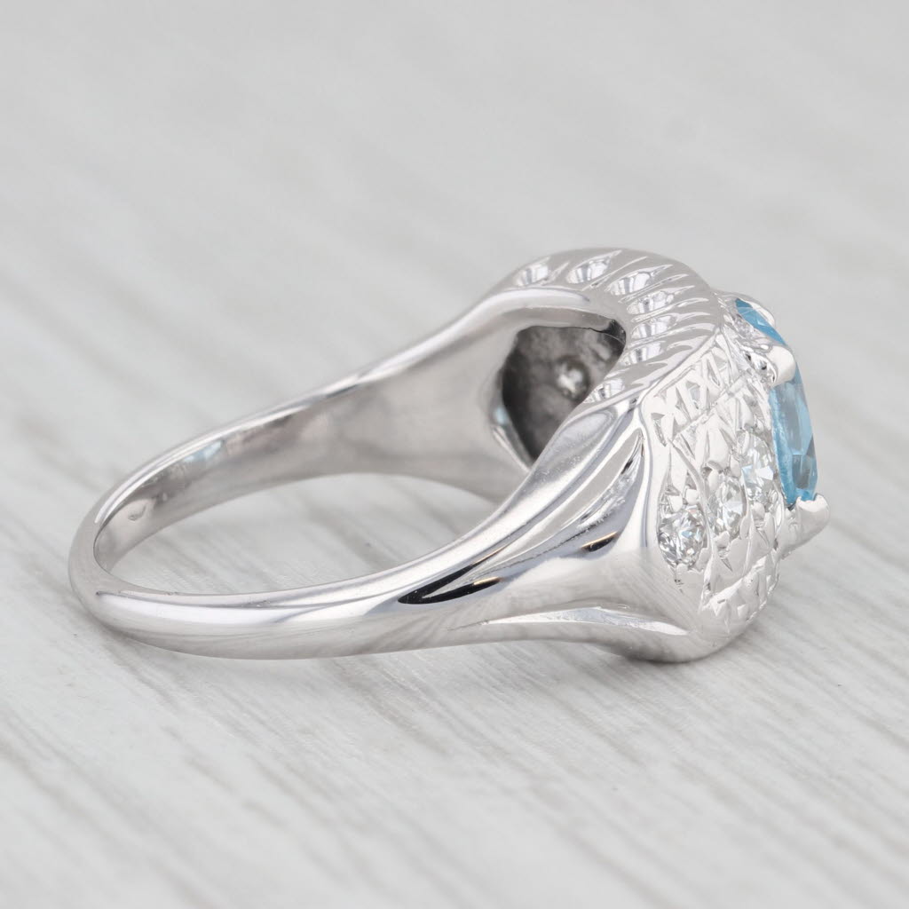 Light Gray 1.90 ctw Blue Topaz Diamond Ring 14K White Gold Size 6