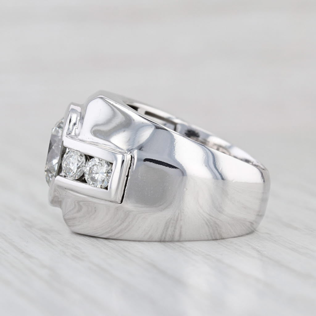 3.75ctw Round Diamond Ring 14k White Gold Size 8 Hearts & Arrows EGL