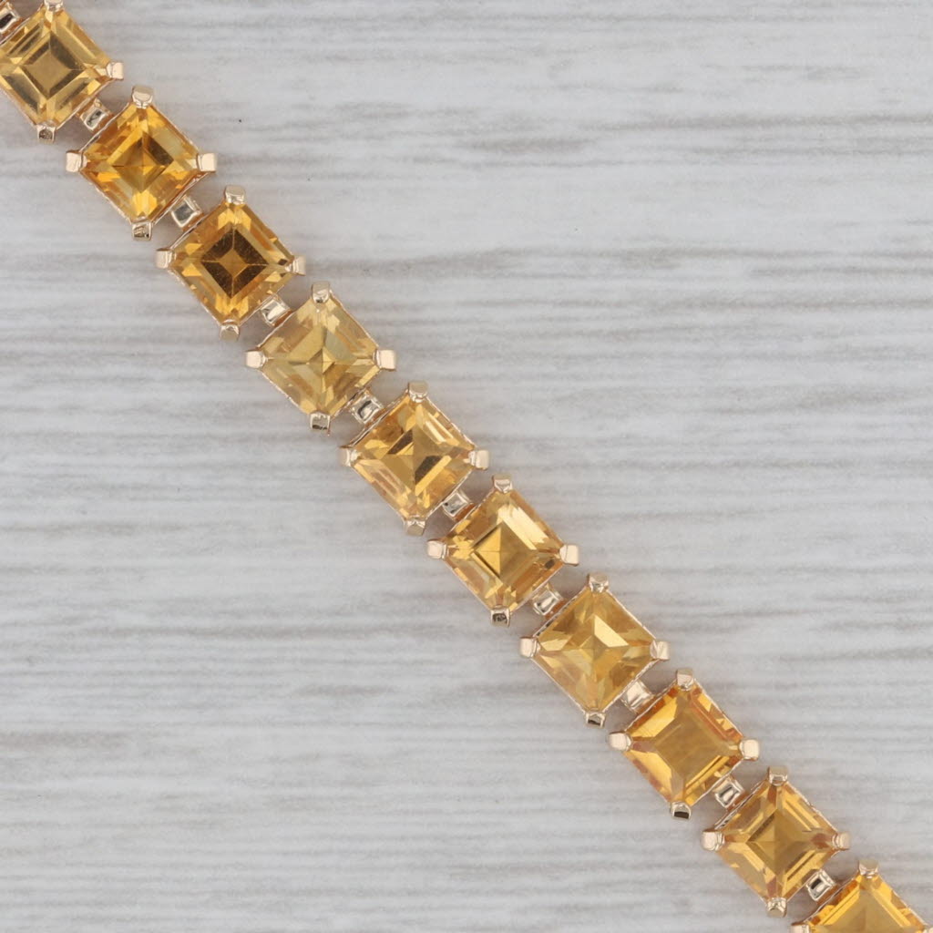 Gray 9ctw Orange Citrine 14k Yellow Gold Tennis Bracelet 7.5"