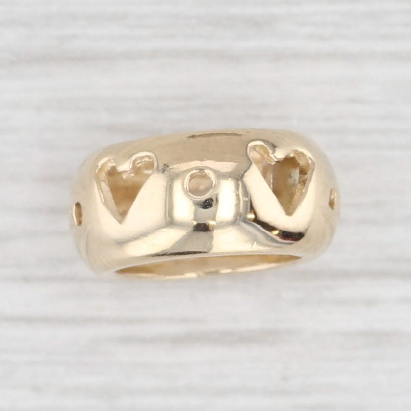 Light Gray New Heart Cutout Slide Bead Spacer Charm 14k Yellow Gold