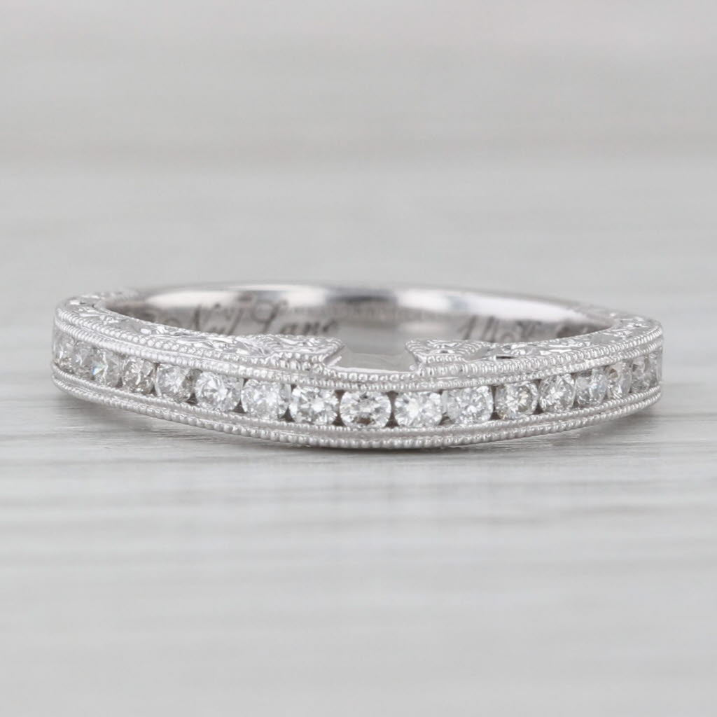 Gray Neil Lane 0.48ctw Diamond Wedding Band 14k White Gold Ornate Pattern Ring