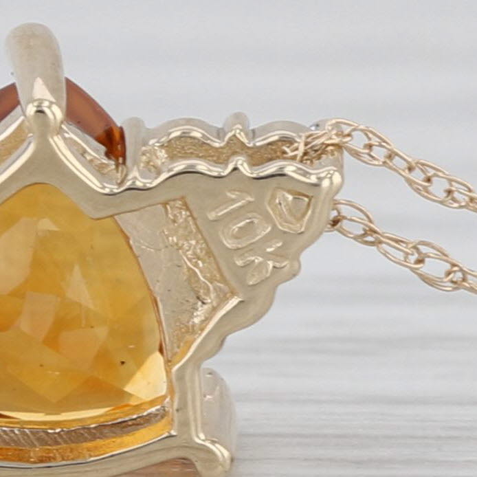 1.60ct Citrine Diamond Pendant Necklace 10k Yellow Gold 18.25" Rope Chain