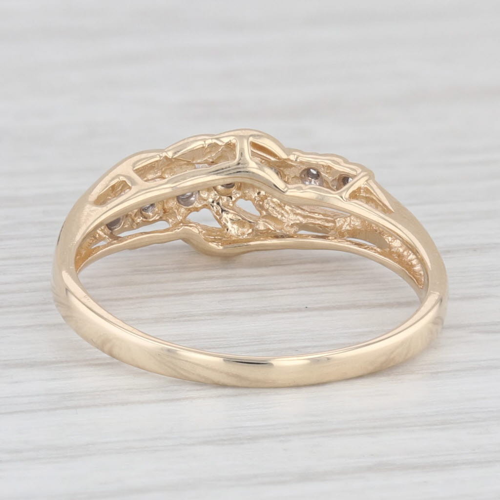 Light Gray Diamond Accented Overlay Ring 10k Yellow Gold Size 7.25 Band Wedding Stackable