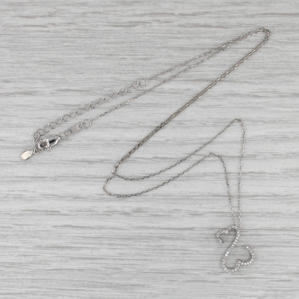 0.10ctw Diamond Jane Seymour Open Heart Pendant Necklace 14k White Gold 18-20"