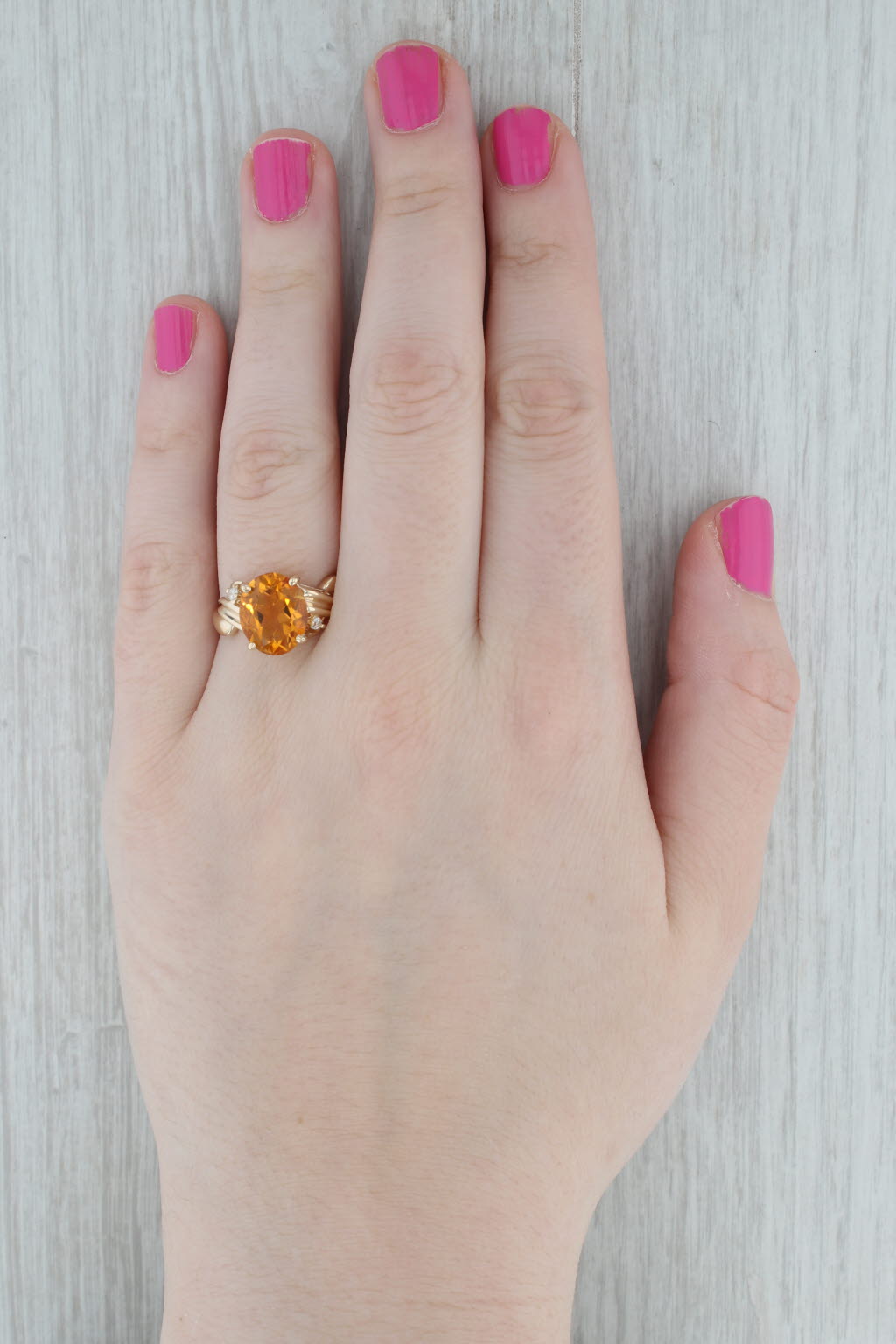 Gray 4.24ctw Orange Oval Citrine Diamond Ring 14k Yellow Gold Size 8