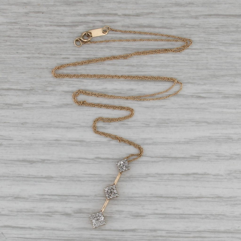 0.14ctw Diamond Journey Pendant Necklace 10k Yellow Gold 19.5" Rope Chain